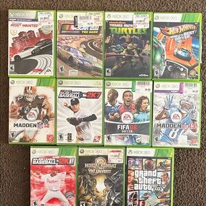 Xbox 360 Video Game Collection - Green Cases